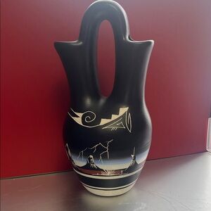 Navajo Hand-painted Wedding Vase signed by Mathew Blackhorse